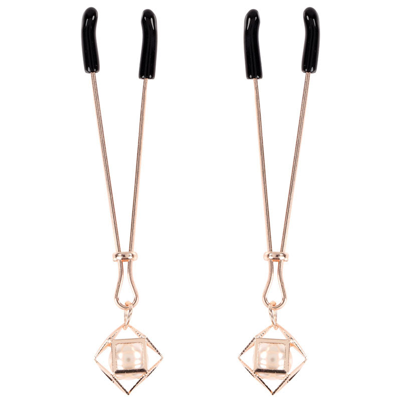 Sex & Mischief Brat Pearl Nipple Clips - Rose Gold - Set of 2 - SS09845