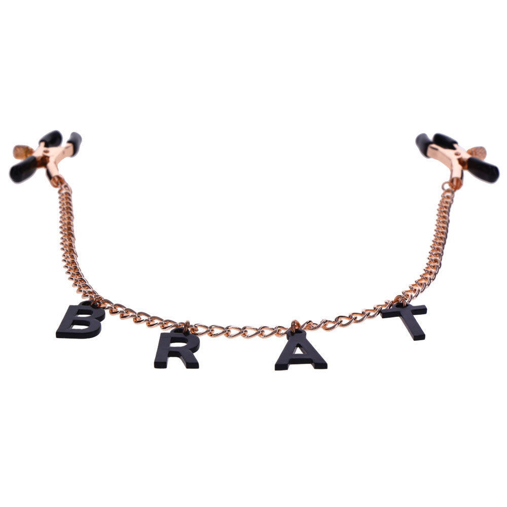 Sex & Mischief Brat Charmed Nipple Clamps - Rose Gold Nipple Clamps with 45 cm Chain - SS09847