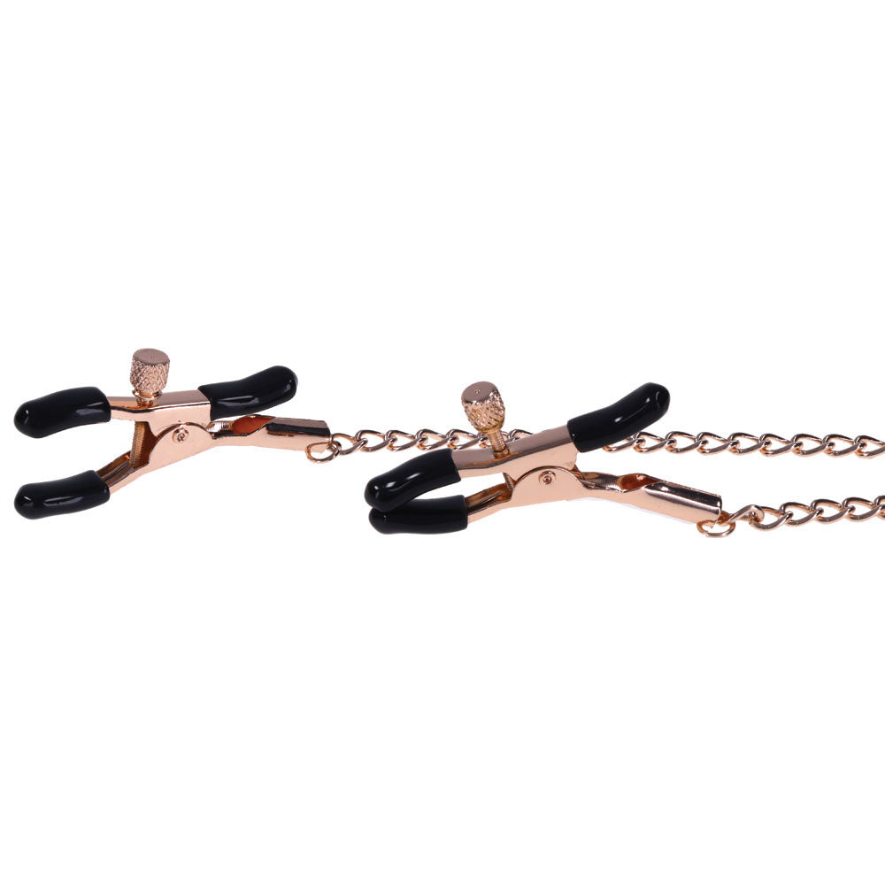 Sex & Mischief Brat Charmed Nipple Clamps - Rose Gold Nipple Clamps with 45 cm Chain - SS09847