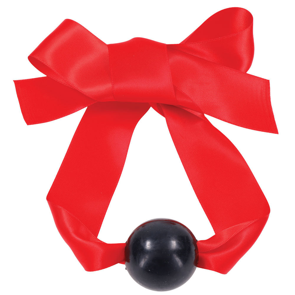Sex & Mischief Amor Satin Ball Gag - Red/Black Mouth Restraint - SS09957