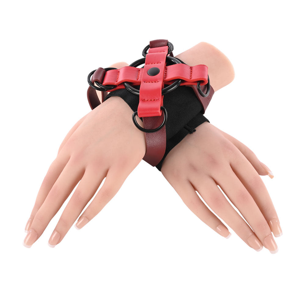 S&M Exs & Ohs Cross Cuffs - Red/Black Restraints - SS09981