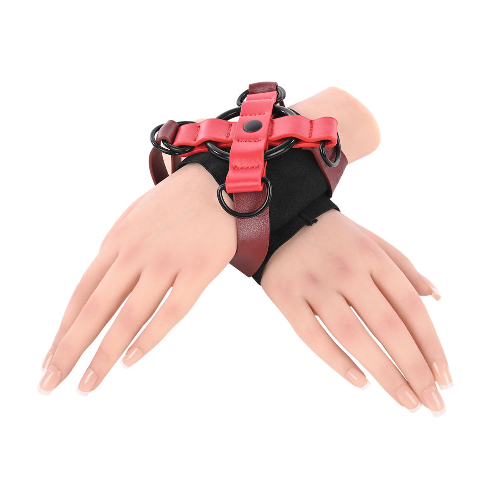 S&M Exs & Ohs Cross Cuffs - Red/Black Restraints - SS09981