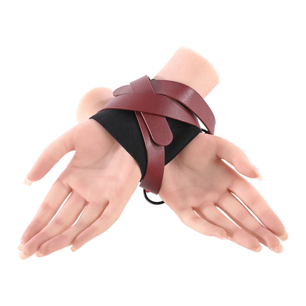 S&M Exs & Ohs Cross Cuffs - Red/Black Restraints - SS09981