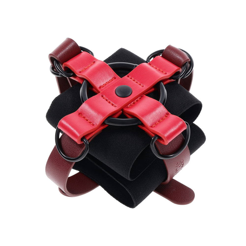 S&M Exs & Ohs Cross Cuffs - Red/Black Restraints - SS09981