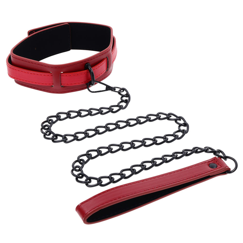 S&M Exs & Ohs Collar and Leash - Red Neck Restraint - SS09982