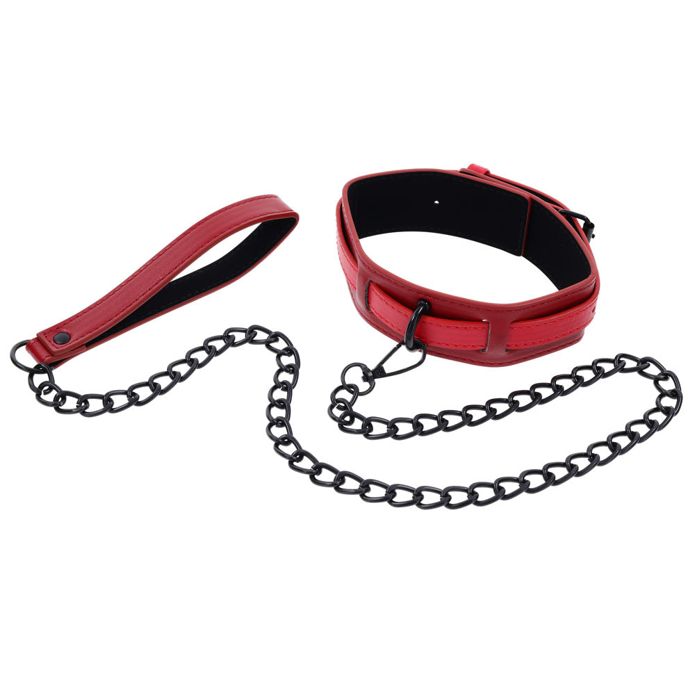 S&M Exs & Ohs Collar and Leash - Red Neck Restraint - SS09982
