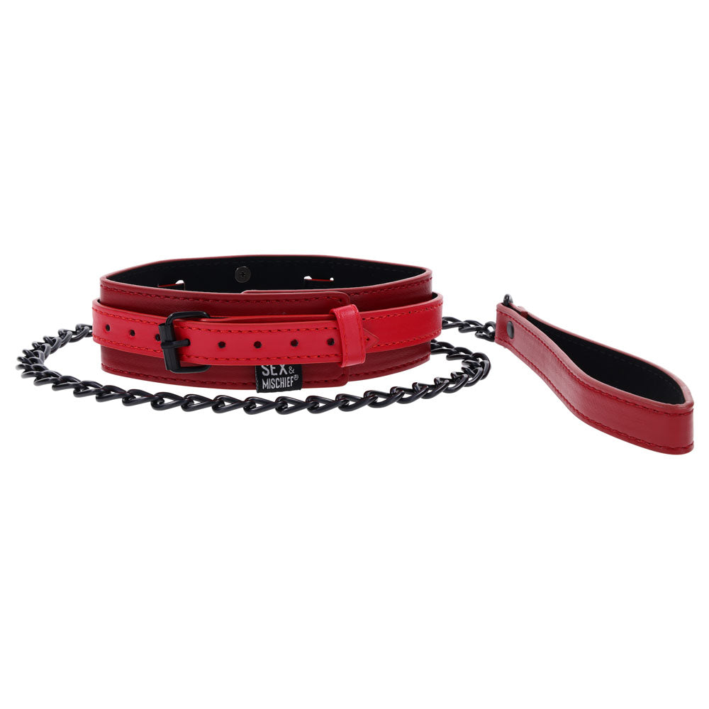 S&M Exs & Ohs Collar and Leash - Red Neck Restraint - SS09982