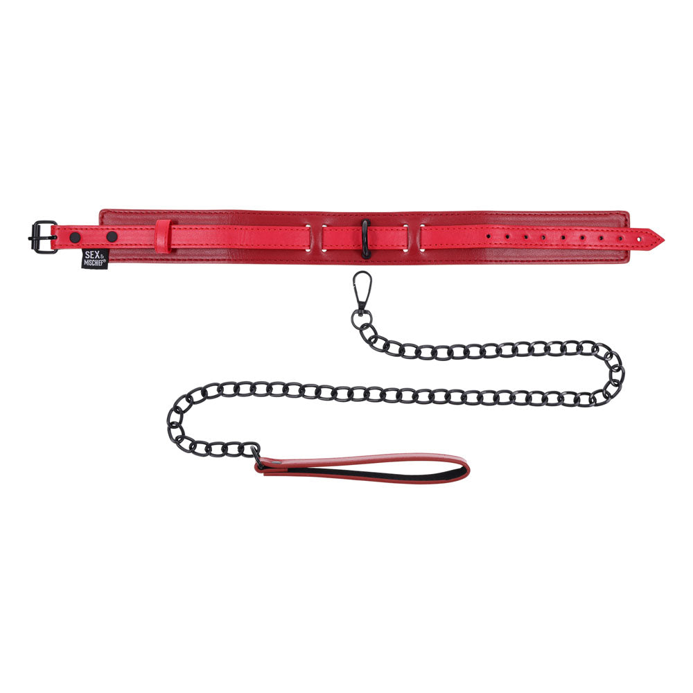 S&M Exs & Ohs Collar and Leash - Red Neck Restraint - SS09982