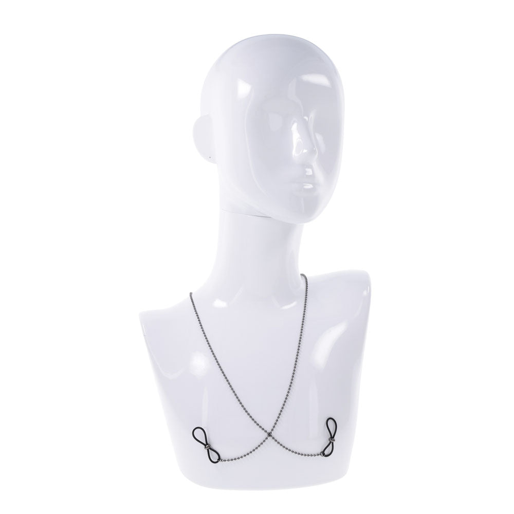 S&M Exs & Ohs Body Jewelry with Nipple Ties - Metal Chain with Nipple Ties - SS09987