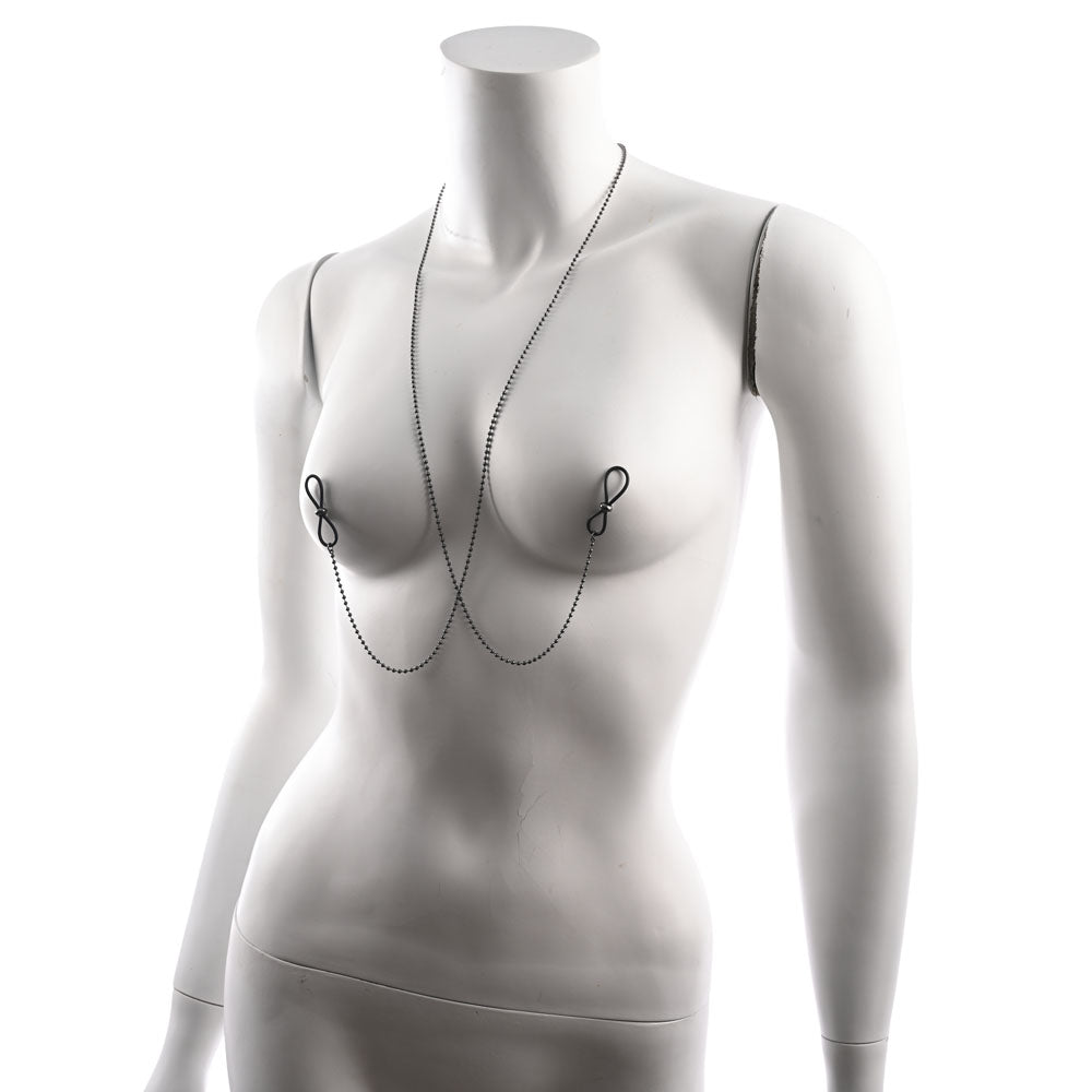 S&M Exs & Ohs Body Jewelry with Nipple Ties - Metal Chain with Nipple Ties - SS09987