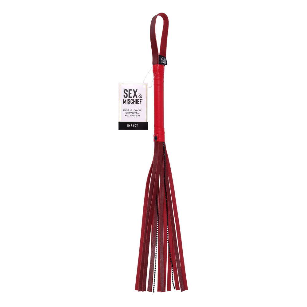 S&M Exs & Ohs Crystal Flogger - Red Flogger Whip - SS09988