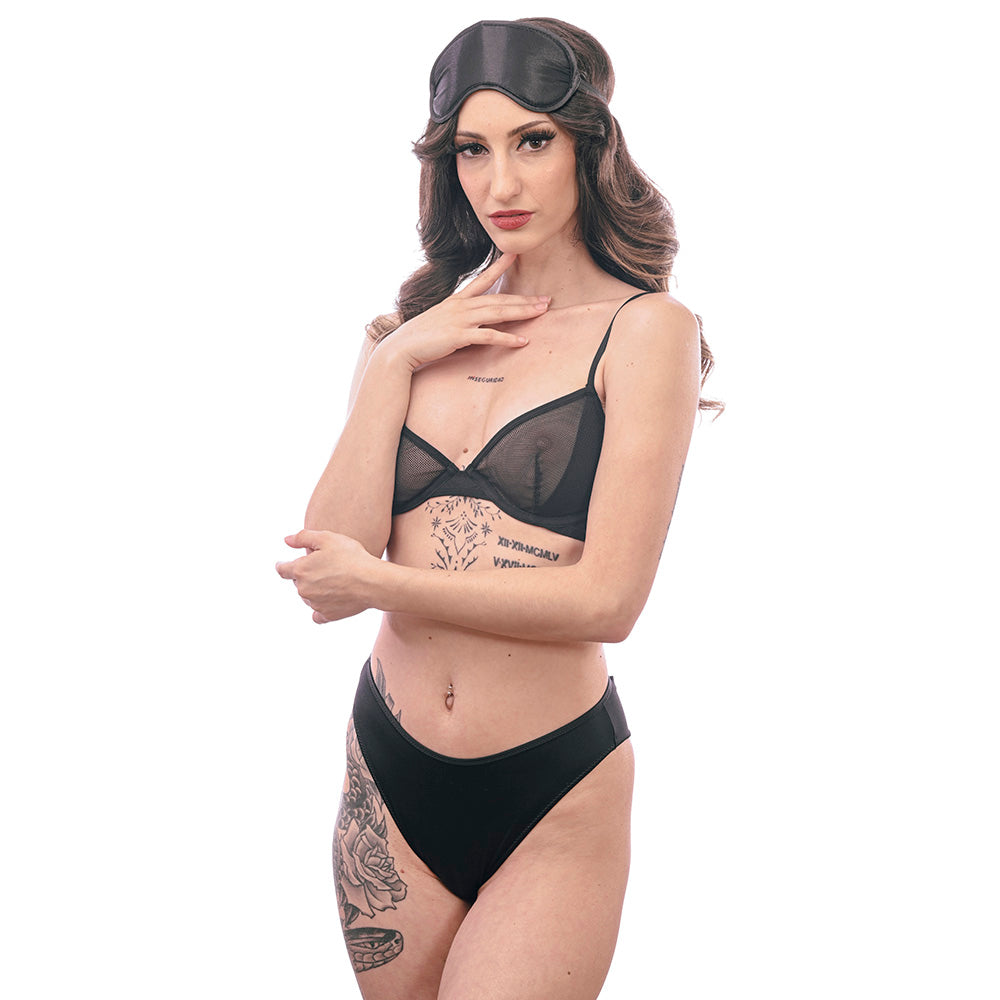 Sex & Mischief Satin Blindfold Black - Black Blindfold - SS10001