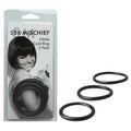 Sex & Mischief Nitrile Cock Ring 3 Pack - Black Cock Rings - Set of 3 Sizes - SS10034