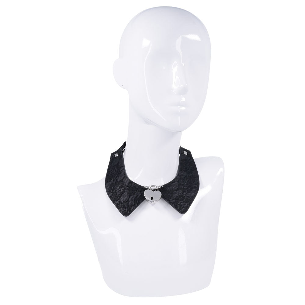 Sex & Mischief Heartbound Lace Day Collar - Black Submission Collar - SS10103