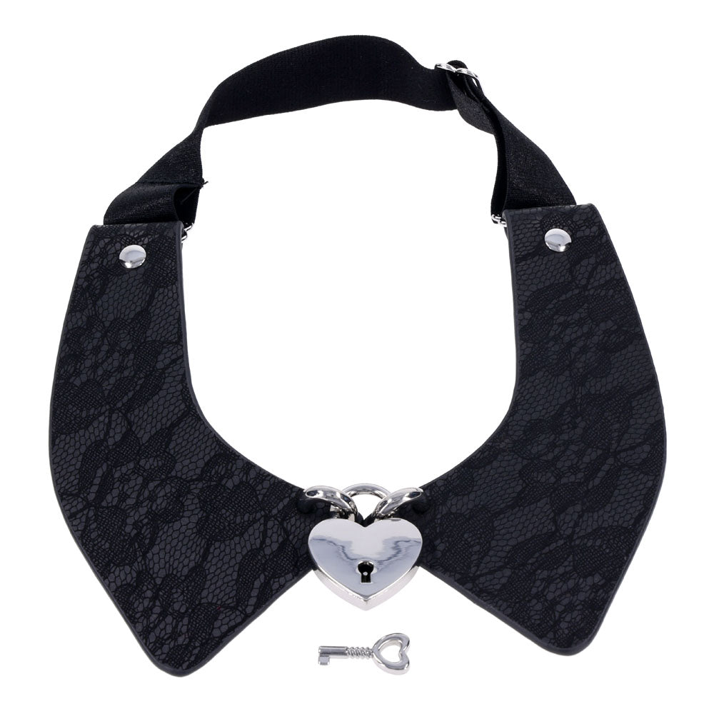 Sex & Mischief Heartbound Lace Day Collar - Black Submission Collar - SS10103