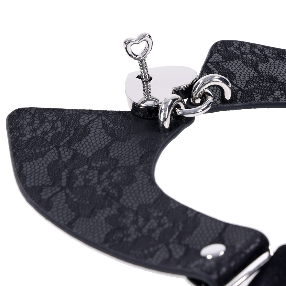Sex & Mischief Heartbound Lace Day Collar - Black Submission Collar - SS10103