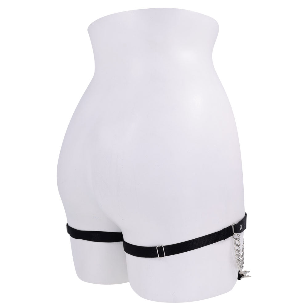 Sex & Mischief Chain Lace Garters - Black/Metal Garters - SS10110