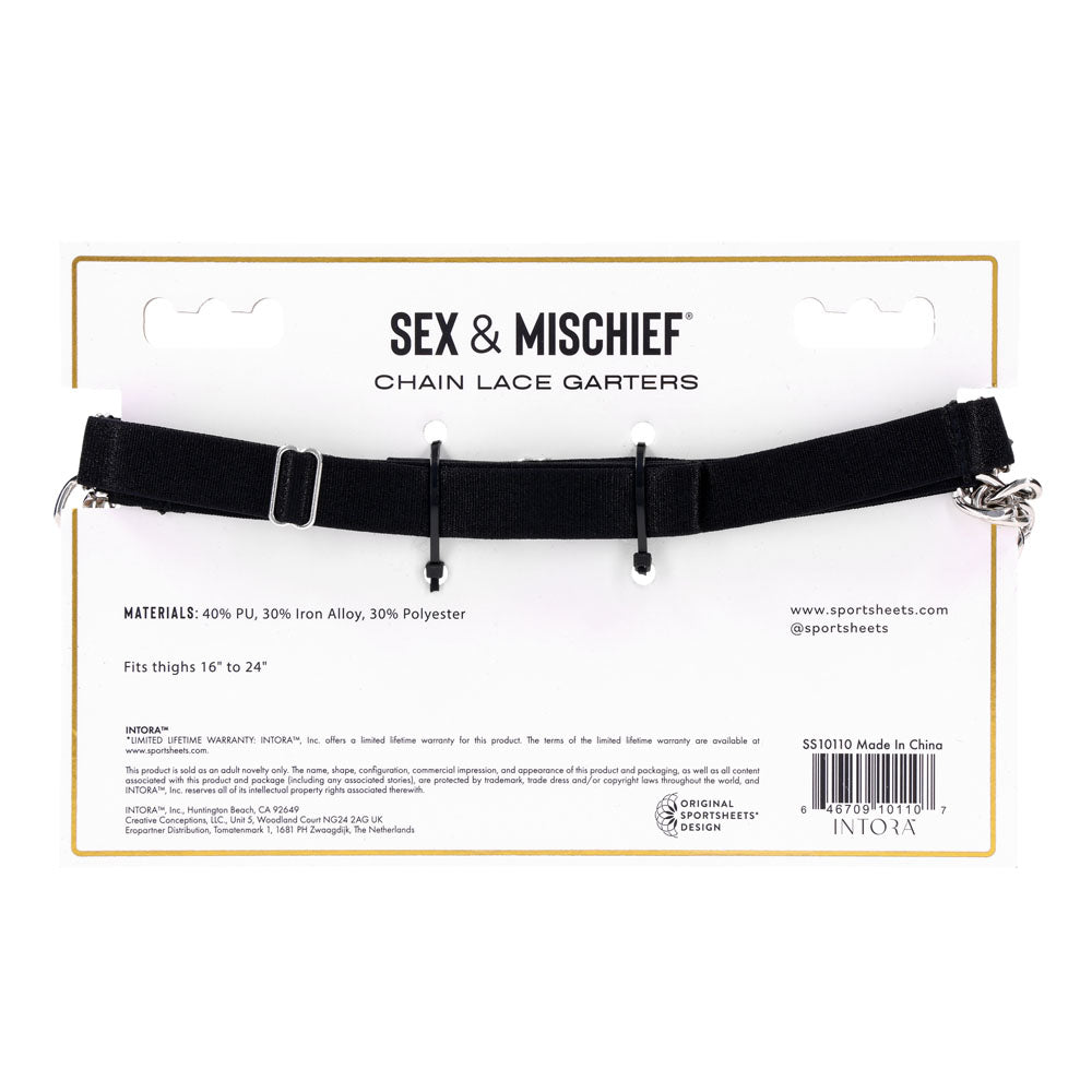 Sex & Mischief Chain Lace Garters - Black/Metal Garters - SS10110