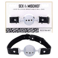 Sex & Mischief Lace Silicone Breathable Ball Gag - Black/Grey Mouth Restraint - SS10112