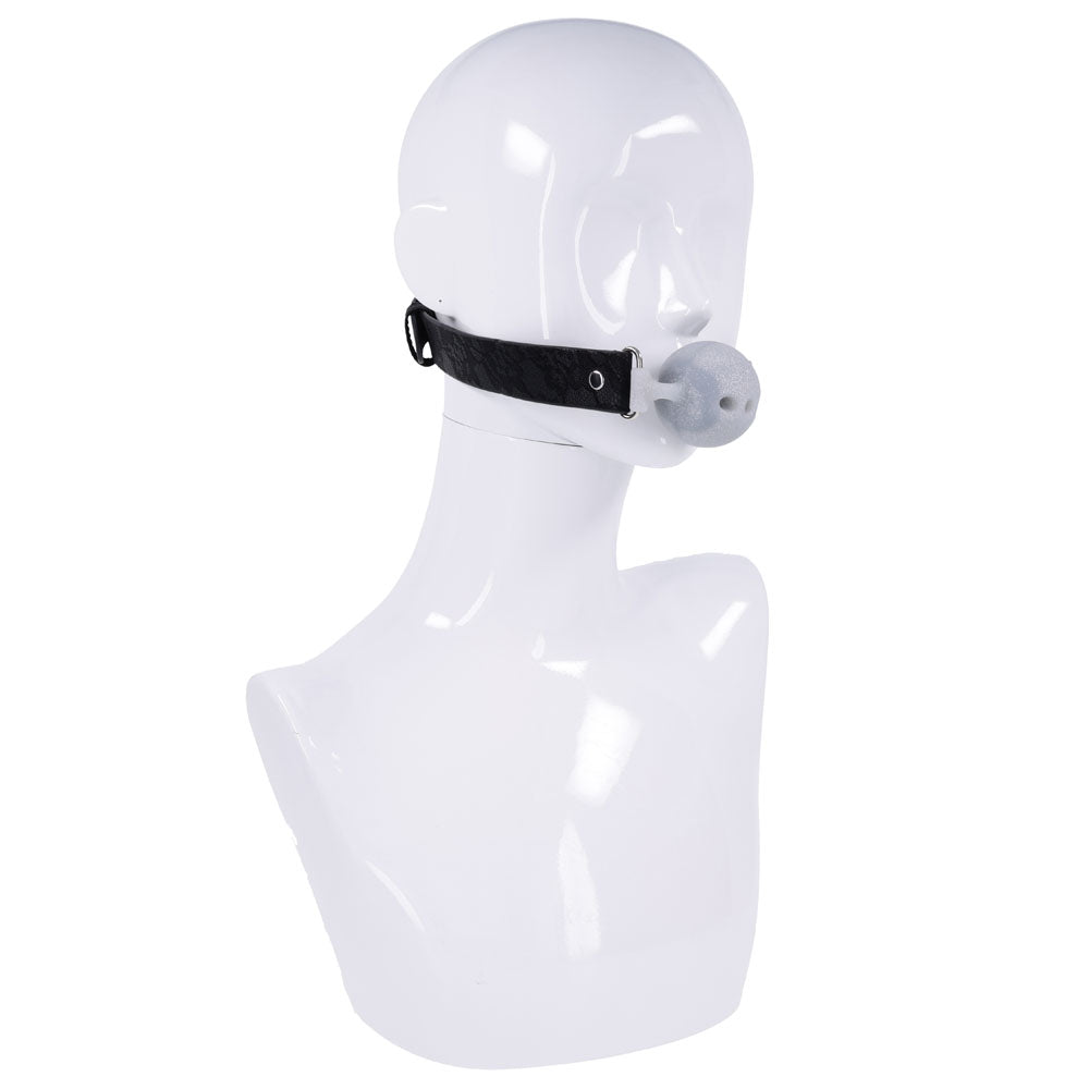 Sex & Mischief Lace Silicone Breathable Ball Gag - Black/Grey Mouth Restraint - SS10112