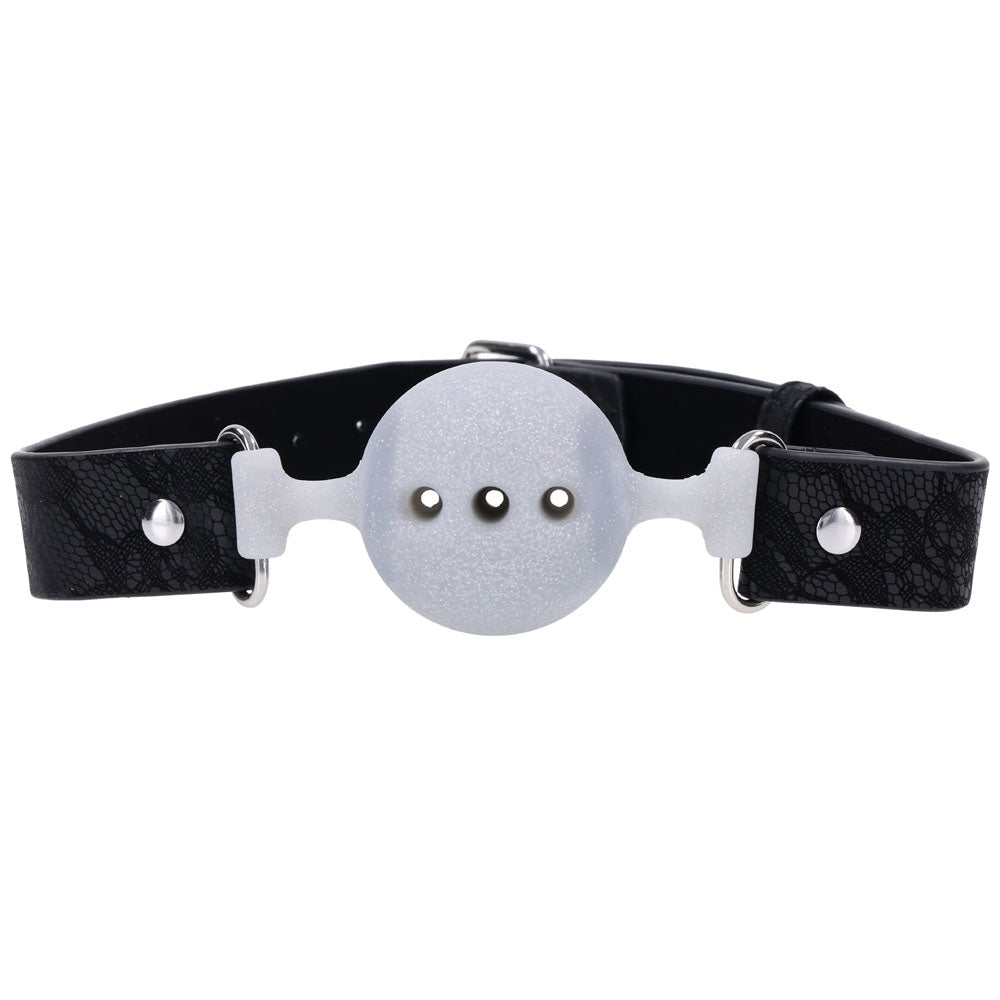 Sex & Mischief Lace Silicone Breathable Ball Gag - Black/Grey Mouth Restraint - SS10112