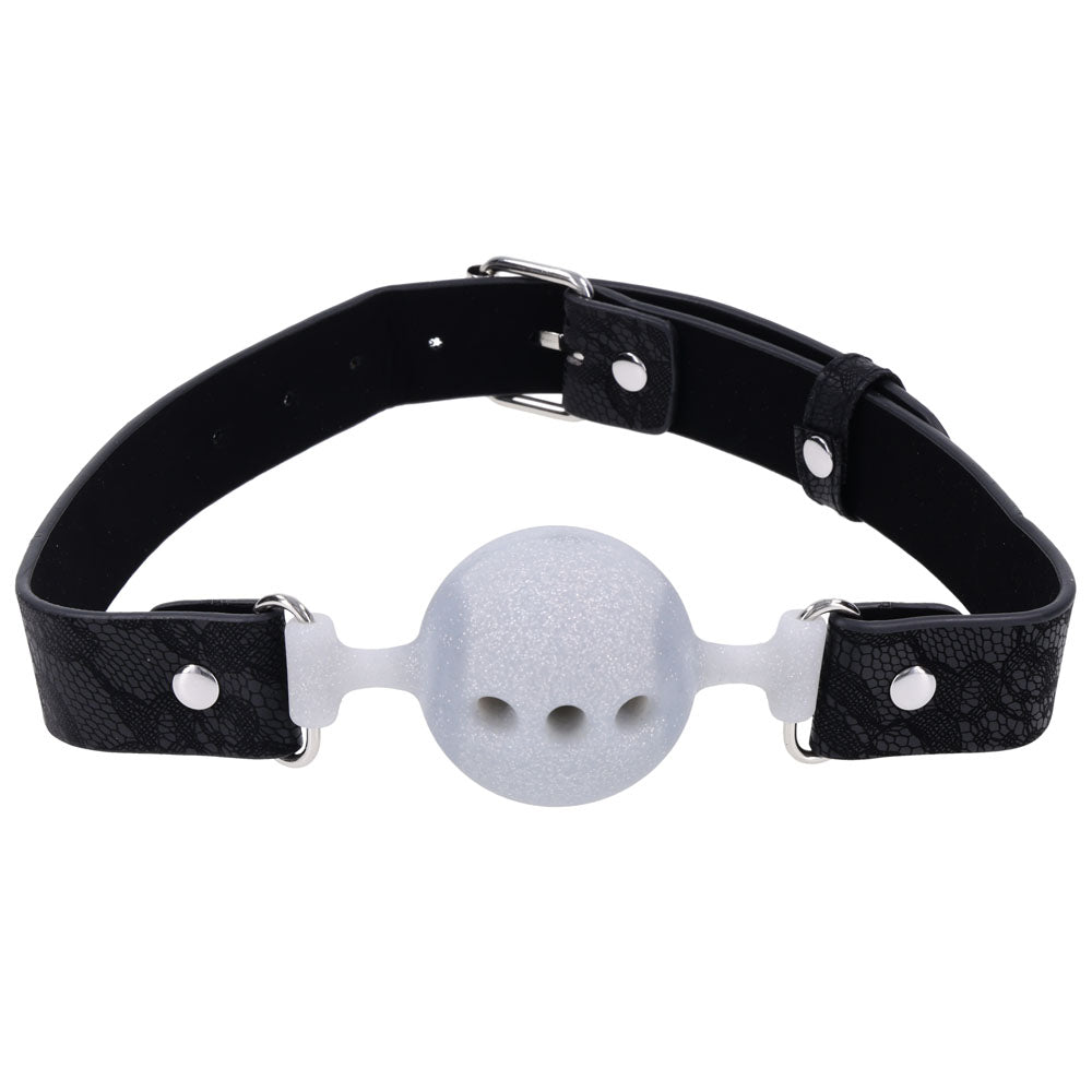 Sex & Mischief Lace Silicone Breathable Ball Gag - Black/Grey Mouth Restraint - SS10112