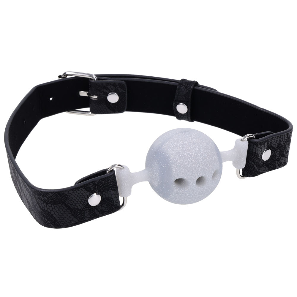 Sex & Mischief Lace Silicone Breathable Ball Gag - Black/Grey Mouth Restraint - SS10112