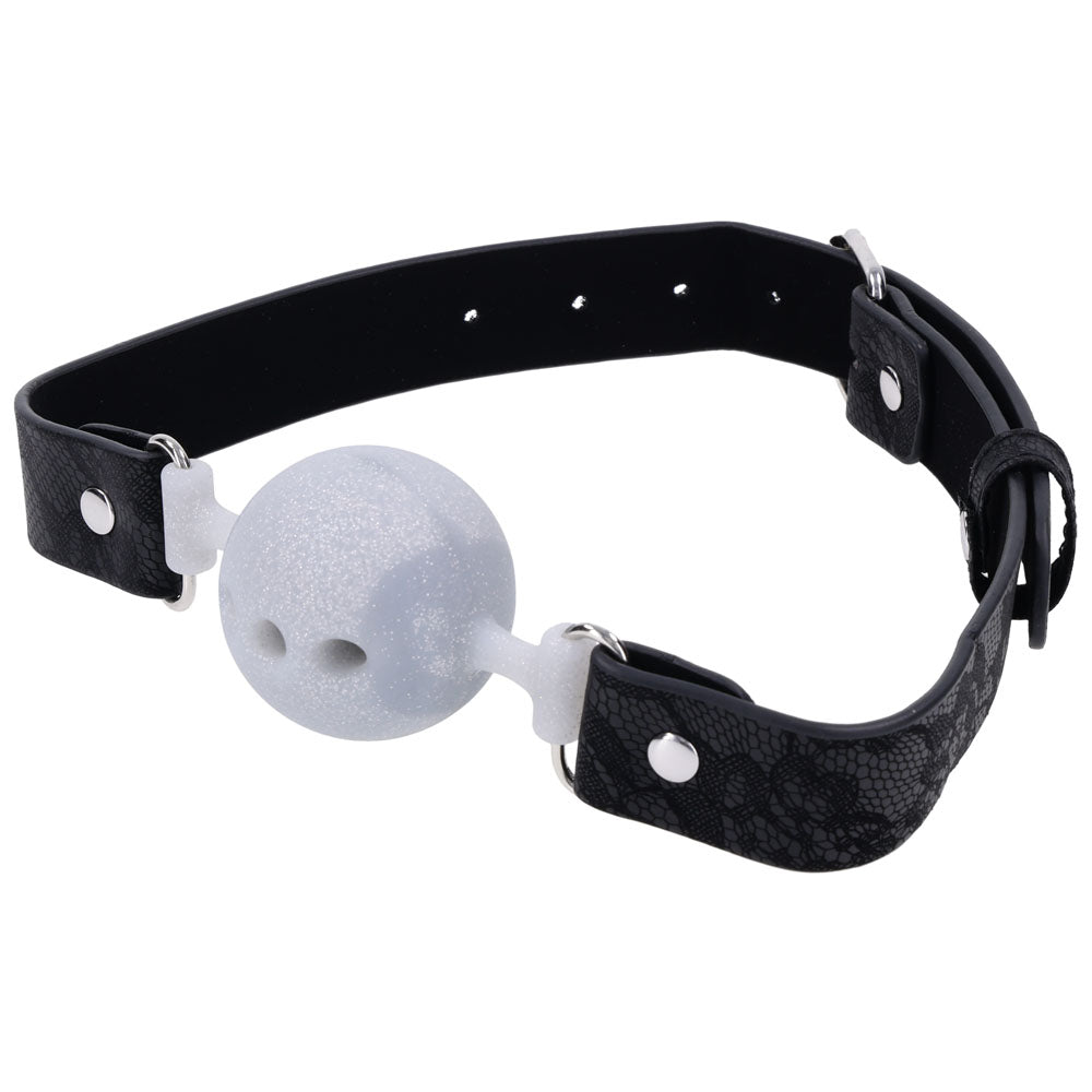 Sex & Mischief Lace Silicone Breathable Ball Gag - Black/Grey Mouth Restraint - SS10112