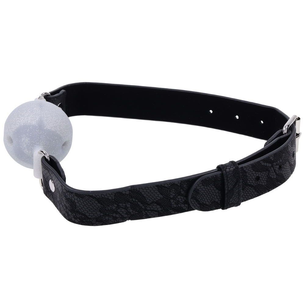 Sex & Mischief Lace Silicone Breathable Ball Gag - Black/Grey Mouth Restraint - SS10112