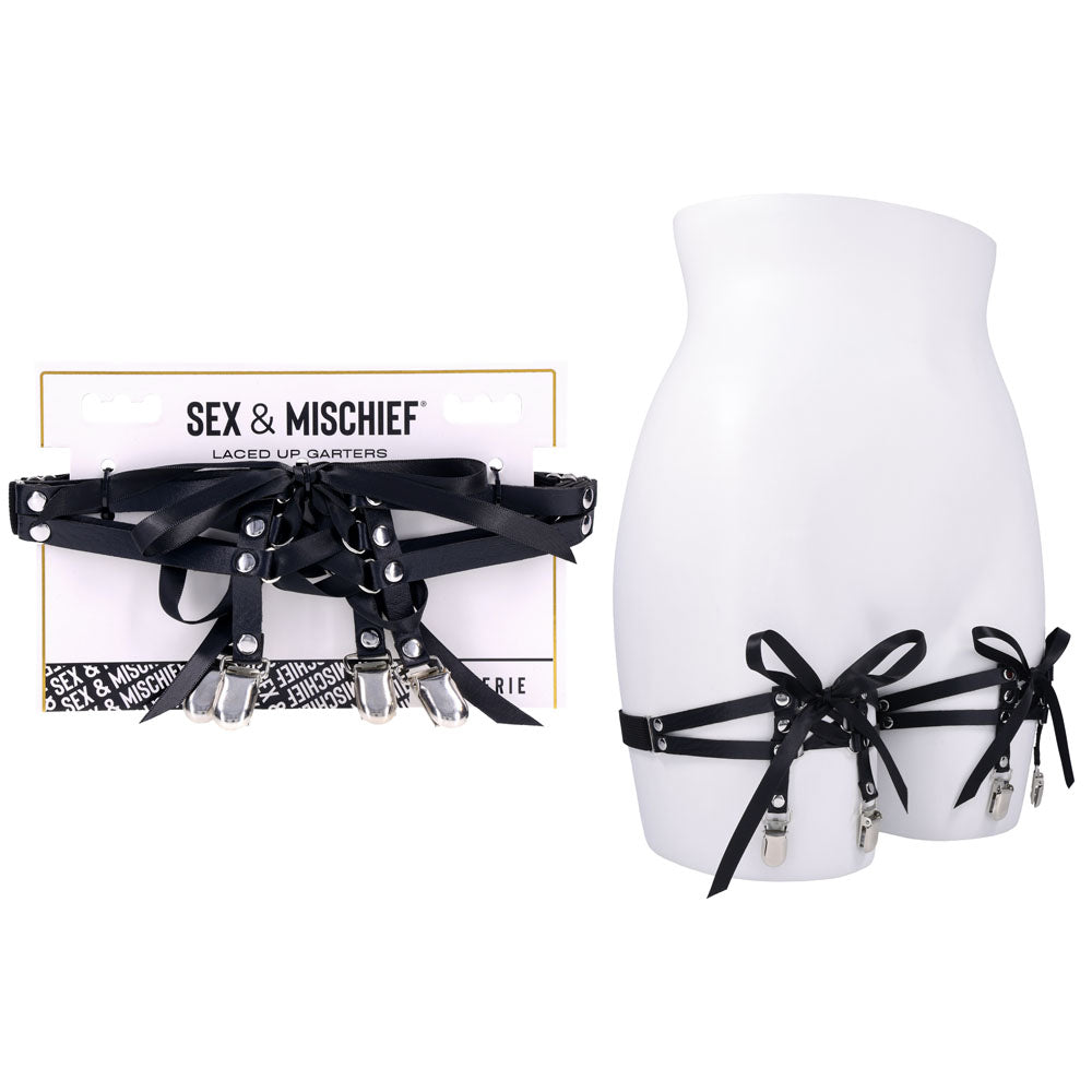 Sex & Mischief Laced Up Garters - Black Garters - SS10113