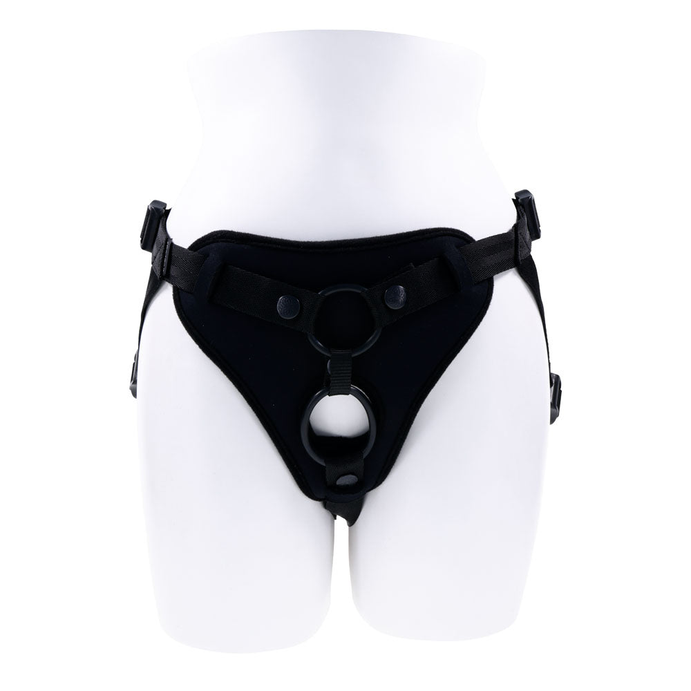 SPORTSHEETS Dual Desires Strap On - Black Adjustable Strap-On Harness (No Probe Included) - SS31003
