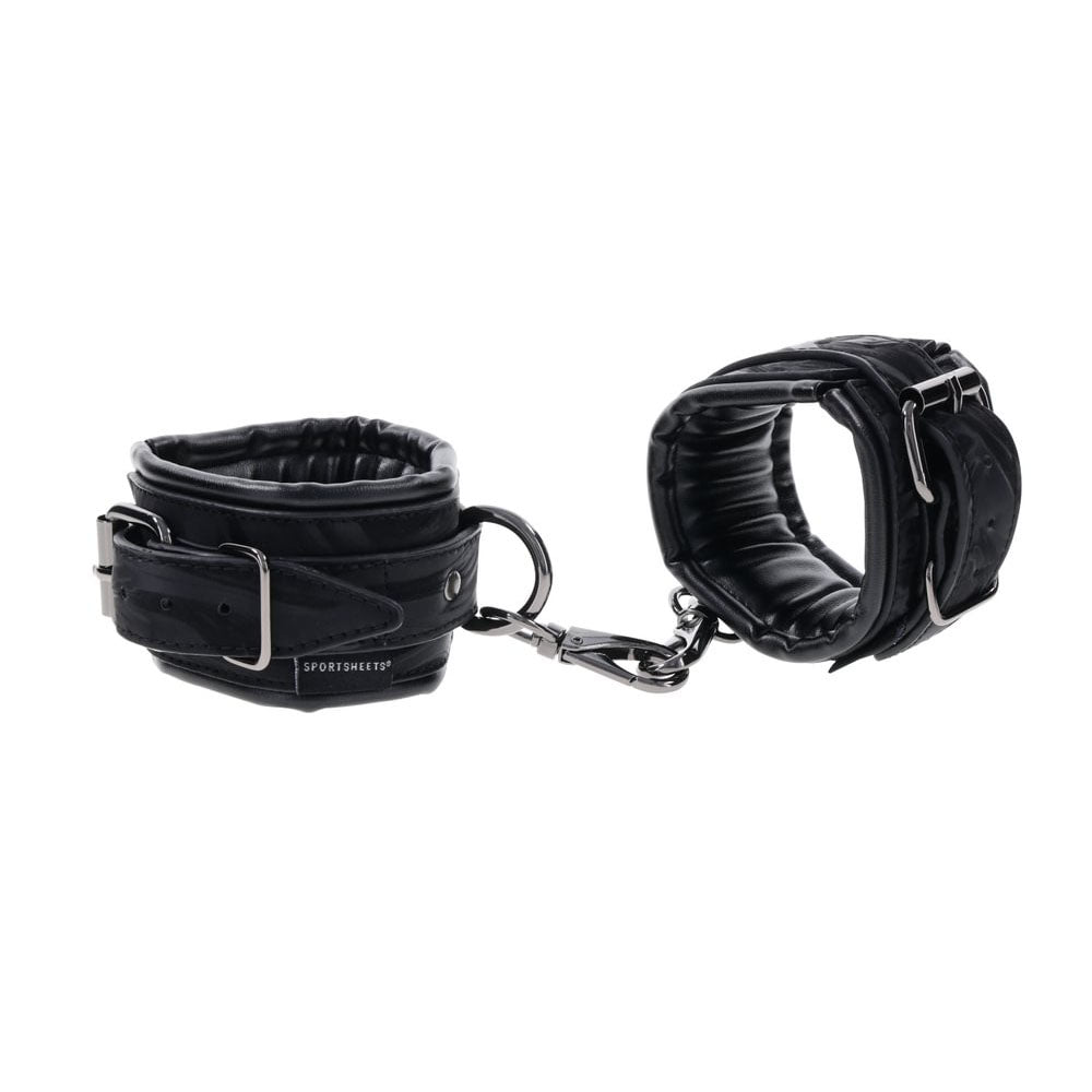 SPORTSHEETS Velvet Noir Handcuffs - Black Adjustable Cuff Restraints - SS37001