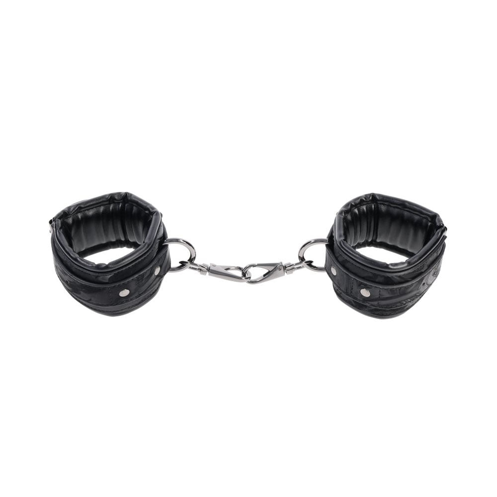 SPORTSHEETS Velvet Noir Handcuffs - Black Adjustable Cuff Restraints - SS37001