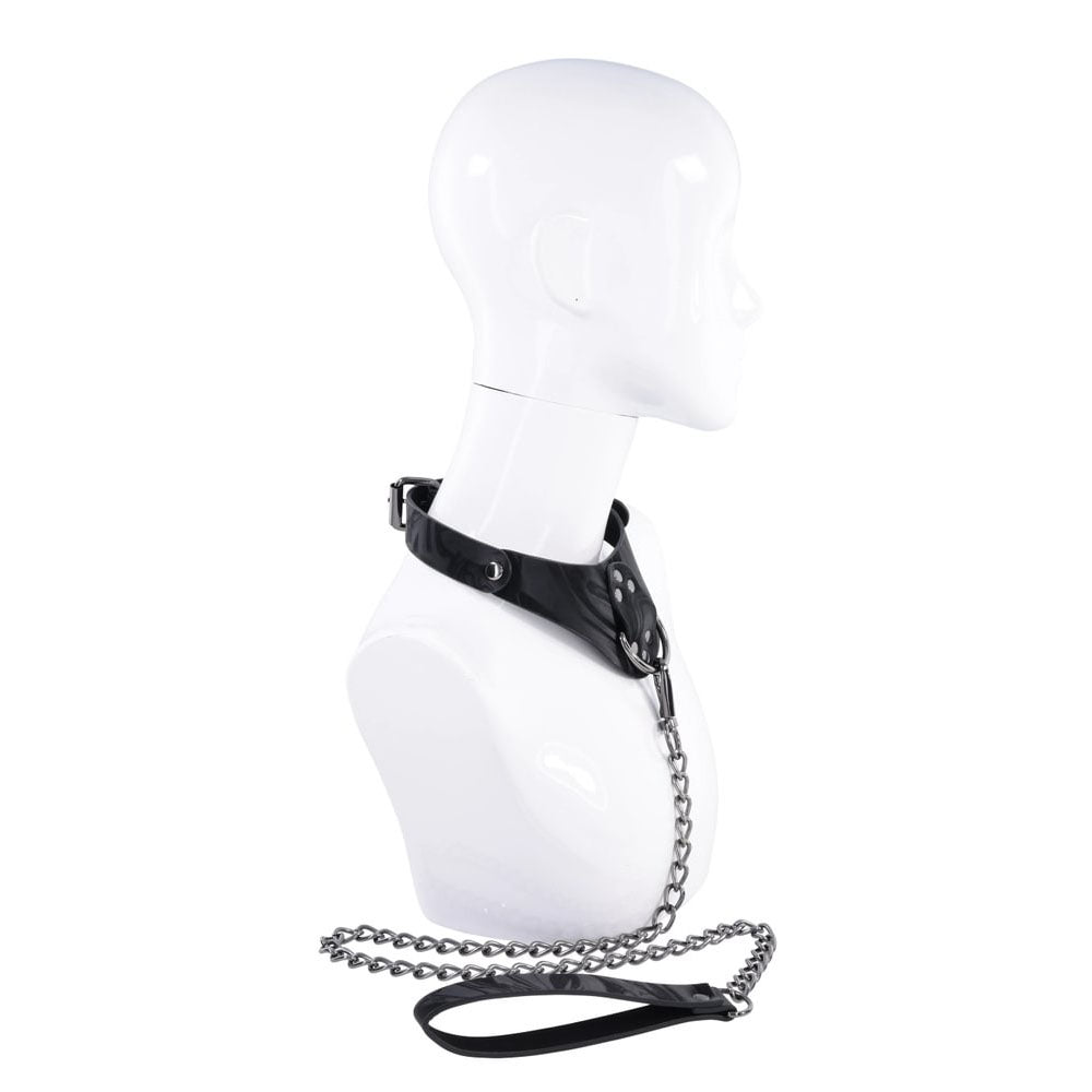 SPORTSHEETS Velvet Noir Collar & Leash - Black Restraint & Leash - SS37002