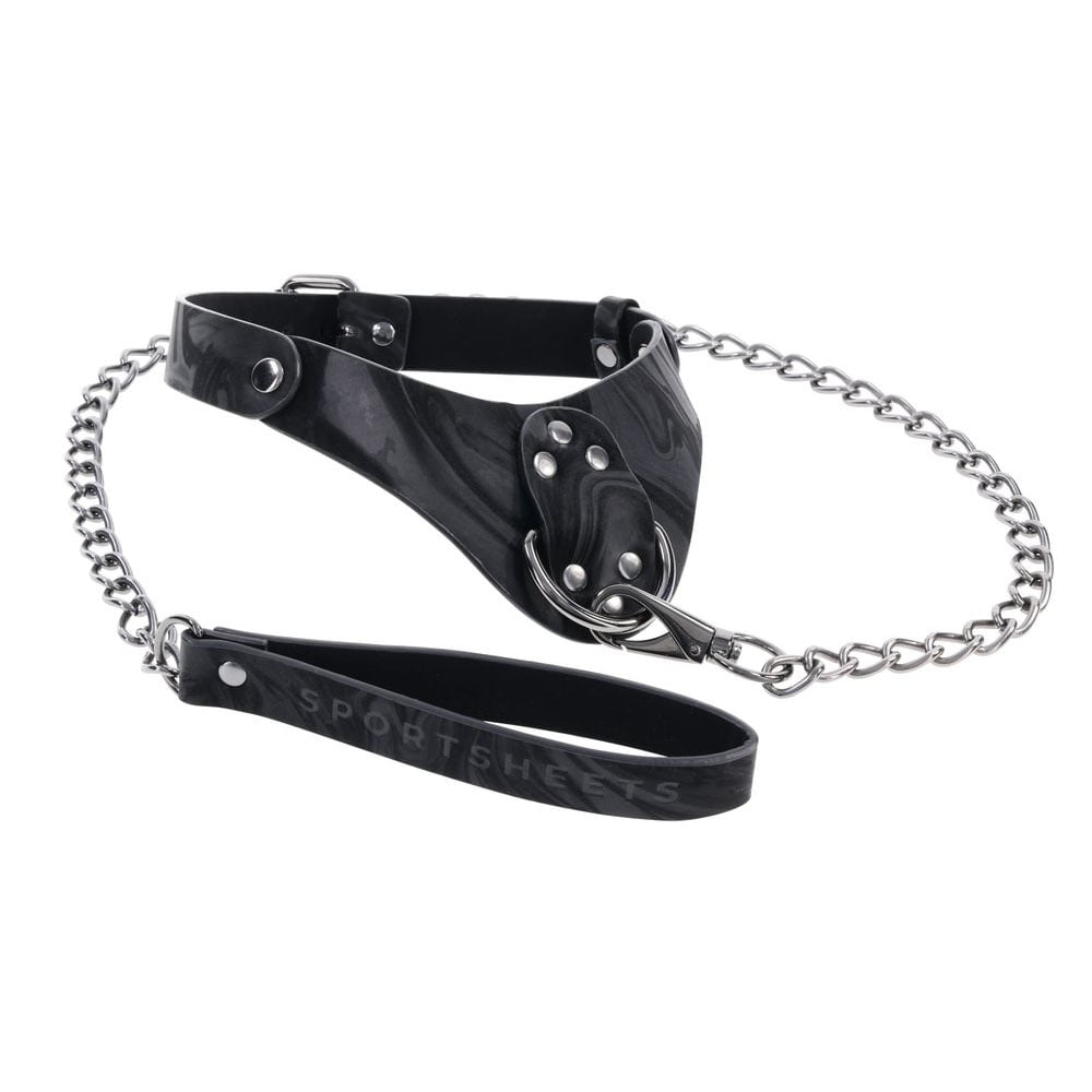 SPORTSHEETS Velvet Noir Collar & Leash - Black Restraint & Leash - SS37002