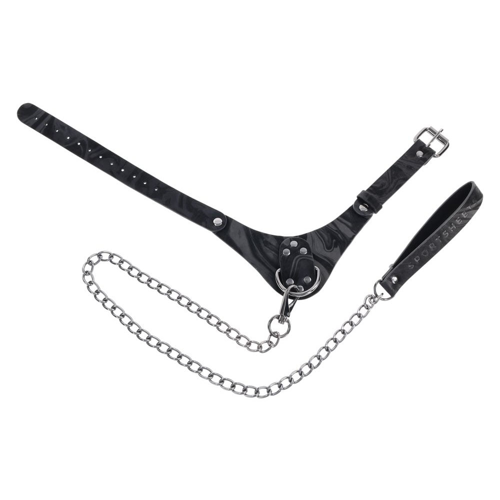 SPORTSHEETS Velvet Noir Collar & Leash - Black Restraint & Leash - SS37002