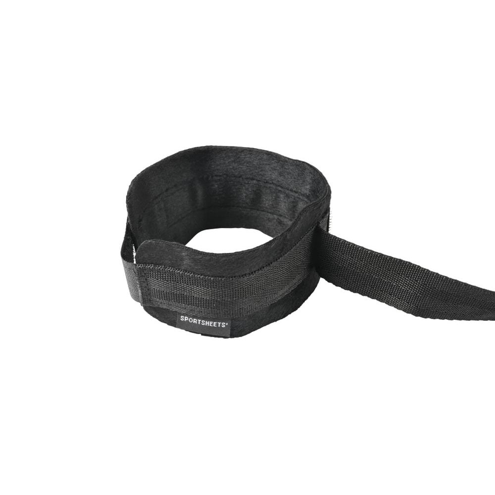 SPORTSHEETS Velvet Noir Adjustable Hog Tie & Cuff Set - Black Restraints - SS37003