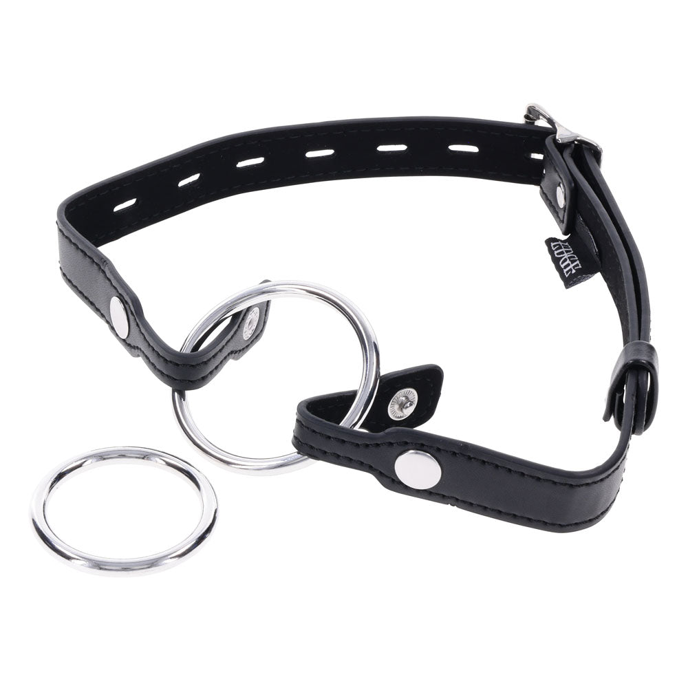 EDGE Interchangeable Ring Gag - Black Mouth Gag Restraint with 2 Interchangeable Pieces - SS98049
