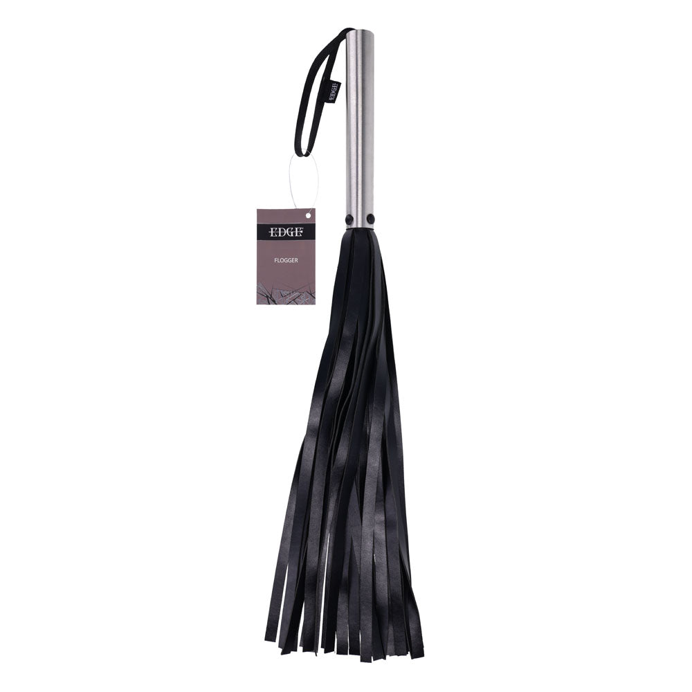 EDGE Flogger - Black Flogger Whip with Metal Handle - SS98050
