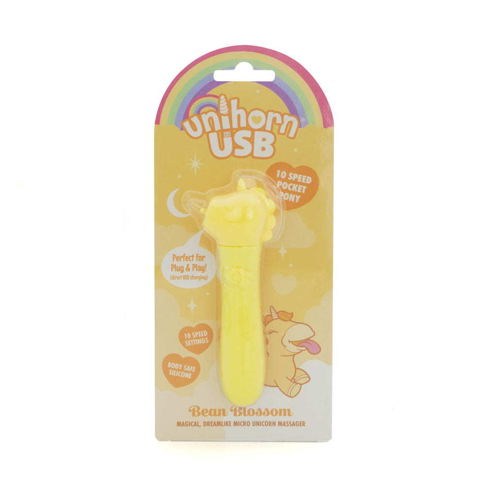 Unihorn - USB Bullet - Bean Blossom - Yellow USB Rechargeable Vibrating Bullet - UNIBBBUL