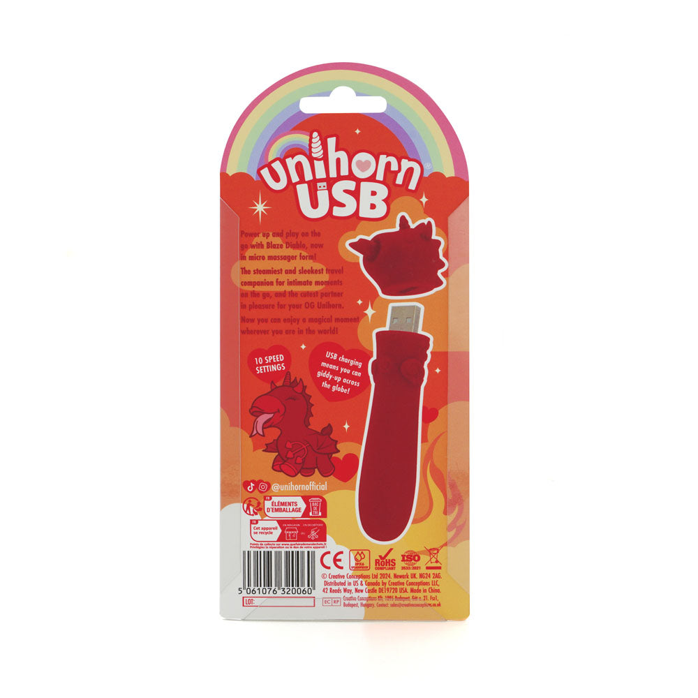 Unihorn - USB Bullet - Blaze Diablo - Red USB Rechargeable Vibrating Bullet - UNIBDBUL