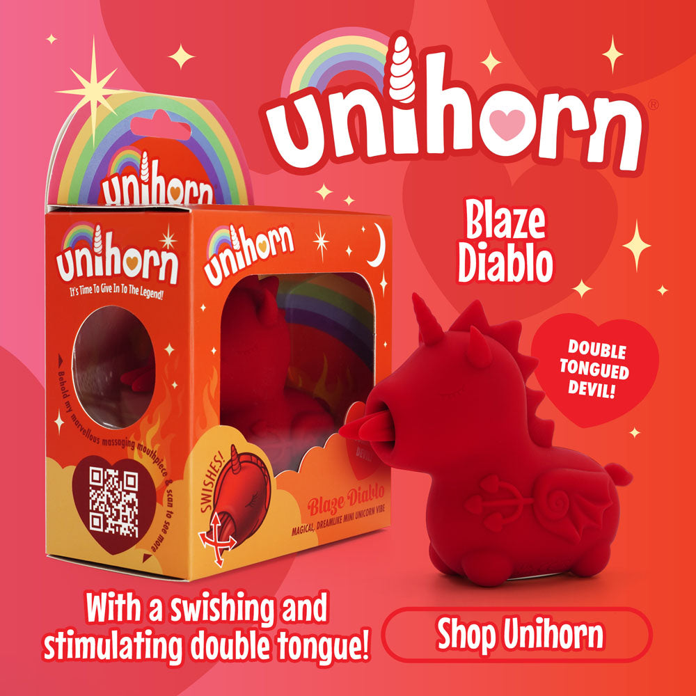 Unihorn - Blaze Diablo - Red USB Rechargeable Forked Tongue Flicking Stimulator - UNIBD