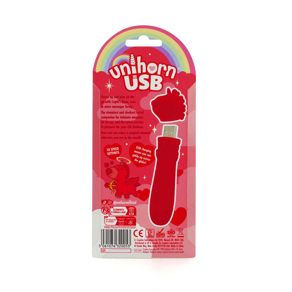 Unihorn - USB Bullet - Cupid's Beau - Red USB Rechargeable Vibrating Bullet - UNICBBUL