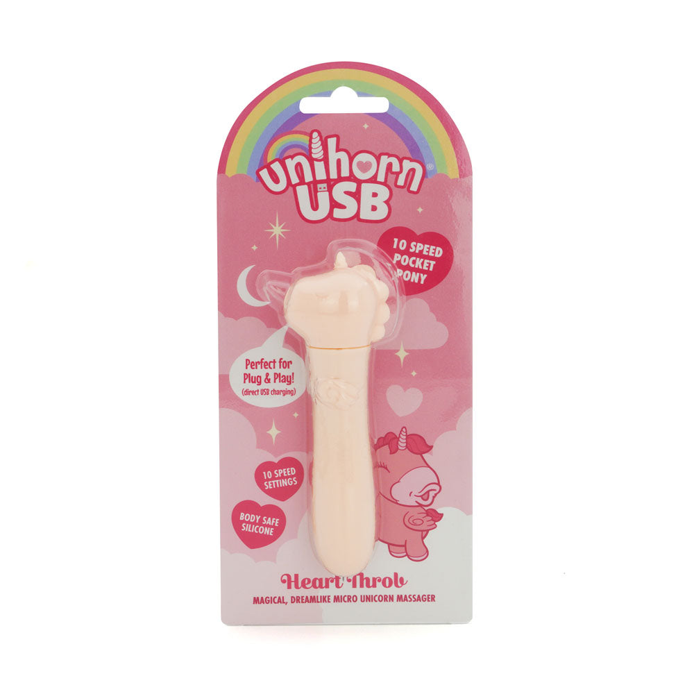 Unihorn - USB Bullet - Heart Throb - Coral USB Rechargeable Vibrating Bullet - UNIHTBUL