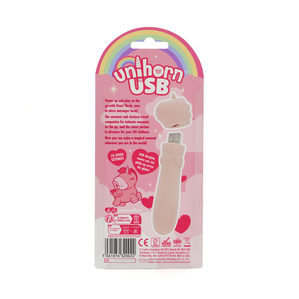 Unihorn - USB Bullet - Heart Throb - Coral USB Rechargeable Vibrating Bullet - UNIHTBUL