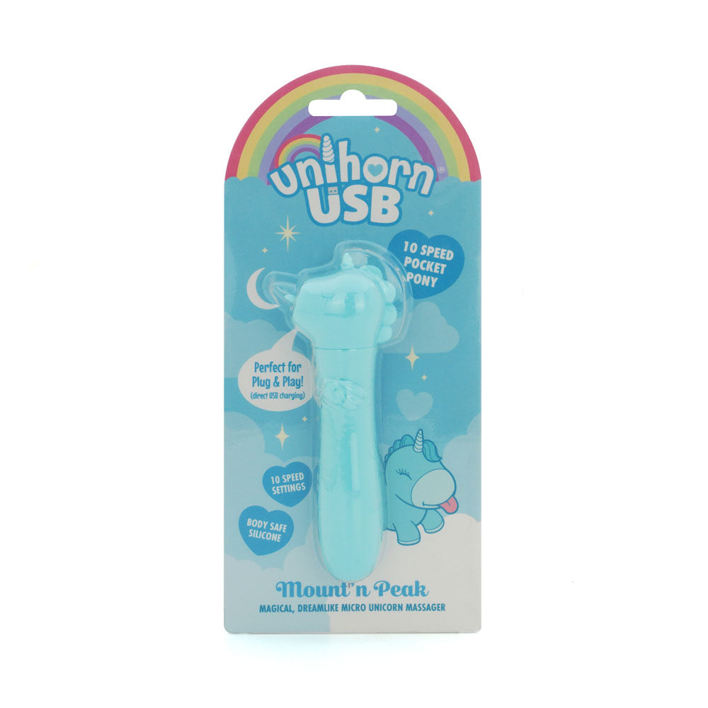 Unihorn - USB Bullet - Mount'n Peak - Teal USB Rechargeable Vibrating Bullet - UNIMPBUL