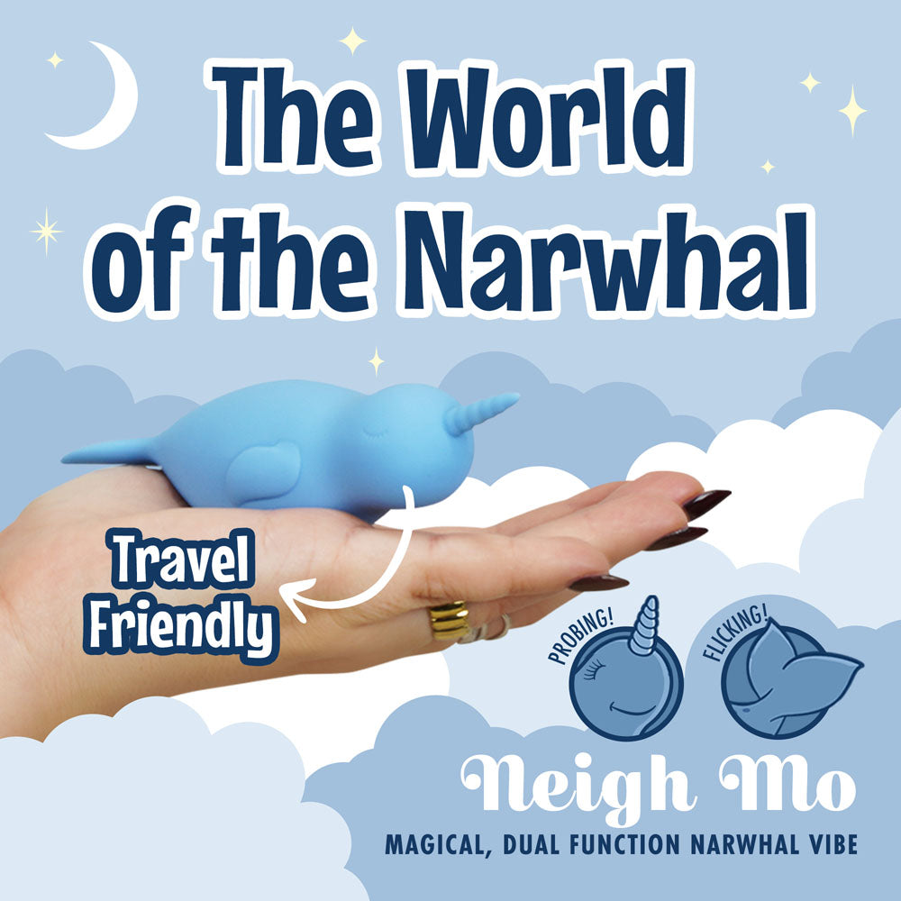 Unihorn of the Sea - Neigh Mo - The Narwhal - Blue USB Rechargeable Dual Motor Stimulator - UNINM