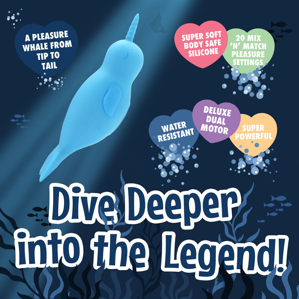 Unihorn of the Sea - Neigh Mo - The Narwhal - Blue USB Rechargeable Dual Motor Stimulator - UNINM