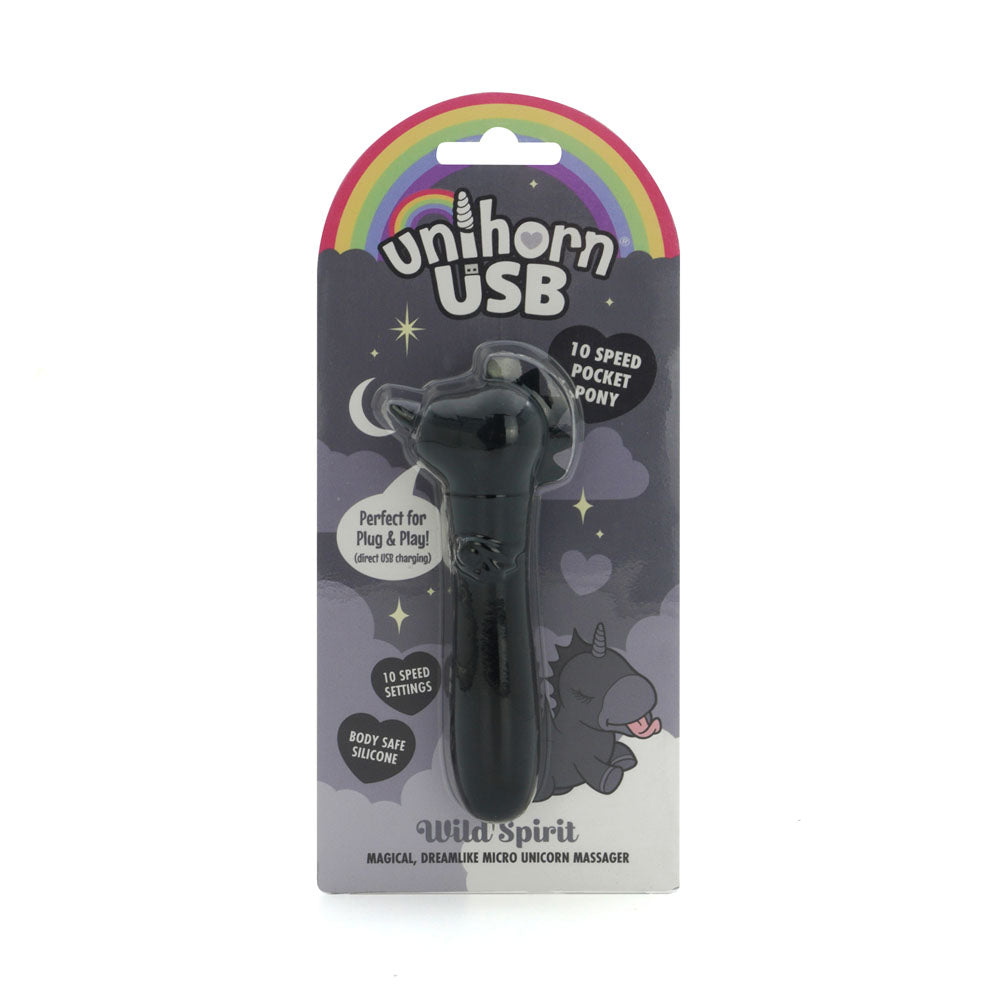 Unihorn - USB Bullet - Wild Spirit - Black USB Rechargeable Vibrating Bullet - UNIWSBUL