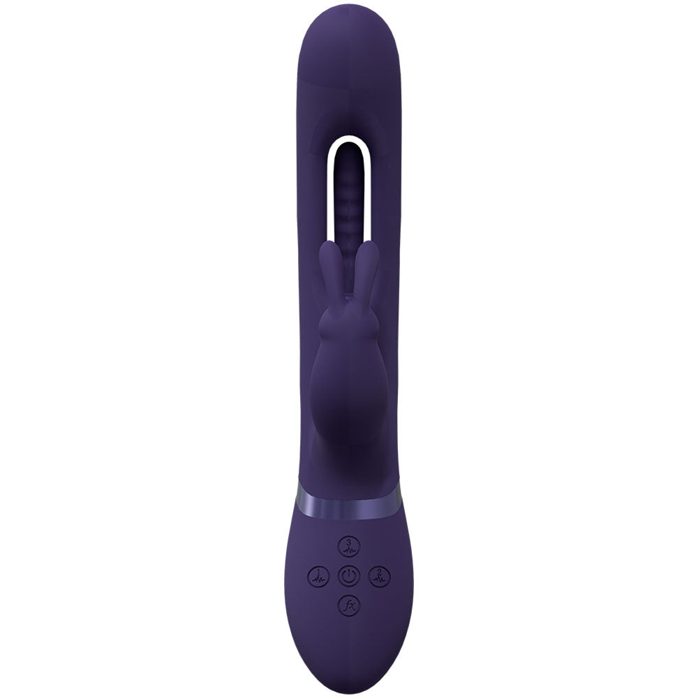 VIVE Mika - Purple - Purple 23.2 cm USB Rechargeable Rabbit Vibrator with Flapping Shaft - VIVE057PUR